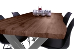 Esstisch Baumkante Holz-Optik Nussbaum 180 x 90 X-Gestell silber JOSY