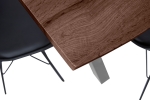 Esstisch Baumkante Holz-Optik Nussbaum 180 x 90 X-Gestell silber JOSY