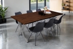 Esstisch Baumkante Holz-Optik Nussbaum 200 x 100 X-Gestell silber JOSY
