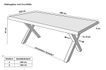 Esstisch Baumkante Holz-Optik Nussbaum 200 x 100 X-Gestell silber JOSY