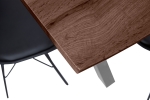 Esstisch Baumkante Holz-Optik Nussbaum 220 x 100 X-Gestell silber JOSY