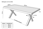 Esstisch Baumkante Holz-Optik Nussbaum 220 x 100 X-Gestell silber JOSY