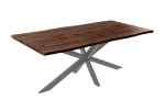 Esstisch Baumkante Holz-Optik Nussbaum 200 x 100 Spider-Gestell silber JOSY