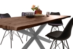 Esstisch Baumkante Holz-Optik Nussbaum 200 x 100 Spider-Gestell silber JOSY