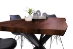 Esstisch Baumkante Holz-Optik Nussbaum 120 x 80 Spider-Gestell schwarz JOSY