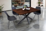 Esstisch Baumkante Holz-Optik Nussbaum 140 x 80 Spider-Gestell schwarz JOSY