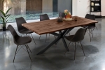 Esstisch Baumkante Holz-Optik Nussbaum 200 x 100 Spider-Gestell schwarz JOSY