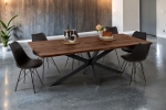 Esstisch Baumkante Holz-Optik Nussbaum 220 x 100 Spider-Gestell schwarz JOSY