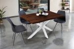 Esstisch Baumkante Holz Nussbaum-Optik 120 x 80 Spider-Gestell weiß JOSY