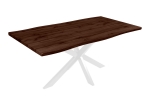 Esstisch Baumkante Holz-Optik Nussbaum 180 x 90 Spider-Gestell weiß JOSY
