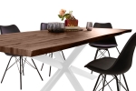 Esstisch Baumkante Holz-Optik Nussbaum 200 x 100 Spider-Gestell weiß JOSY