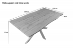 Esstisch Baumkante Holz-Optik Nussbaum 200 x 100 Spider-Gestell weiß JOSY
