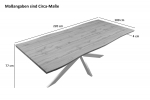 Esstisch Baumkante Holz-Optik Nussbaum 220 x 100 Spider-Gestell weiß JOSY
