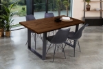 Esstisch Baumkante Holz-Optik Nussbaum 160 x 85 U-Gestell schwarz JOSY