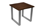 Esstisch Baumkante Holz-Optik Nussbaum 80 x 80 U-Gestell silber JOSY