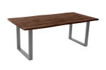 Esstisch Baumkante Holz-Optik Nussbaum 200 x 100 U-Gestell silber JOSY