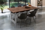 Esstisch Baumkante Holz-Optik Nussbaum 200 x 100 U-Gestell silber JOSY
