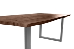 Esstisch Baumkante Holz-Optik Nussbaum 200 x 100 U-Gestell silber JOSY