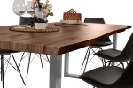 Esstisch Baumkante Holz-Optik Nussbaum 220 x 100 U-Gestell silber JOSY