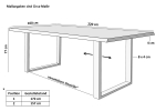 Esstisch Baumkante Holz-Optik Nussbaum 220 x 100 U-Gestell silber JOSY