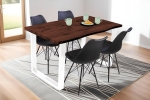 Esstisch Baumkante Holz-Optik Nussbaum 140 x 80 U-Gestell weiß JOSY