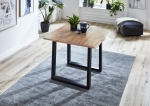 Esstisch Baumkante Massiv Akazie eichefarben 80 x 80 schwarz NOAH
