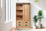 Highboard Baumkante 90 x 45 x 150 cm Akazienholz massiv naturfarben LIAN II