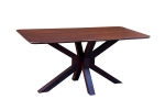 Esstisch 160 x 85 cm Akazie massiv kastanienfarben Schweizer Kante Spider-Gestell Holz kastanie ROBERTO