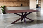 Esstisch 220 x 100 cm Akazie massiv kastanienfarben Schweizer Kante Spider-Gestell Holz kastanie ROBERTO