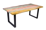 Esstisch Baumkante 200 x 100 cm Mango massiv Bunt U-Gestell Schwarz LIBRO