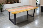 Esstisch Baumkante 200 x 100 cm Mango massiv Bunt U-Gestell Schwarz LIBRO
