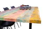 Esstisch Baumkante 200 x 100 cm Mango massiv Bunt U-Gestell Schwarz LIBRO