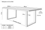 Esstisch Baumkante 200 x 100 cm Mango massiv Bunt U-Gestell Schwarz LIBRO