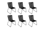 Gartenstuhl Outdoor-Seilstuhl Farbe Schwarz mit Eisen-Gestell in schwarz ISRA (6er Set)