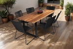 Gartenstuhl Outdoor-Seilstuhl Farbe Schwarz mit Eisen-Gestell in schwarz ISRA (6er Set)