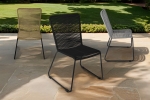 Gartenstuhl Outdoor-Seilstuhl Farbe Schwarz mit Eisen-Gestell in schwarz ISRA (6er Set)