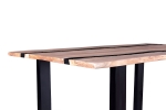 Esstisch 200 x 100 cm Akazie massiv natur mit schwarzen Resin-Adern U-Gestell schwarz PETER
