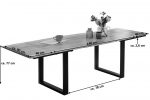 Esstisch Baumkante Akazie natur 140(220)x90 Ansteckplatten schwarz PAULO