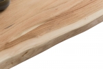 Esstisch Baumkante Akazie natur 180(280)x90 Ansteckplatten silber PAULO