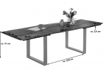 Esstisch Baumkante Akazie natur 180(280)x90 Ansteckplatten silber PAULO