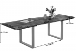 Esstisch Baumkante Akazie nuss 200(300)x100 Ansteckplatten silber PAULO