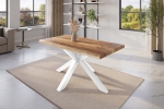 Esstisch Baumkante massiv Mango rough 120 x 80 Spider-Gestell weiß ATLAS