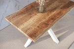 Esstisch Baumkante massiv Mango rough 120 x 80 Spider-Gestell weiß ATLAS