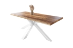 Esstisch Baumkante massiv Mango rough 180 x 90 Spider-Gestell weiß ATLAS
