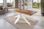 Esstisch Baumkante massiv Mango rough 180 x 90 Spider-Gestell weiß ATLAS