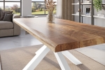 Esstisch Baumkante massiv Mango rough 180 x 90 Spider-Gestell weiß ATLAS
