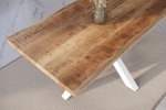 Esstisch Baumkante massiv Mango rough 180 x 90 Spider-Gestell weiß ATLAS
