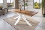 Esstisch Baumkante massiv Mango rough 220 x 100 Spider-Gestell weiß ATLAS