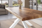 Esstisch Baumkante massiv Mango rough 220 x 100 Spider-Gestell weiß ATLAS