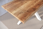 Esstisch Baumkante massiv Mango rough 220 x 100 Spider-Gestell weiß ATLAS